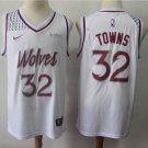 Men's Timberwolves #32 Karl-Anthony Towns Earned Edition Jersey White