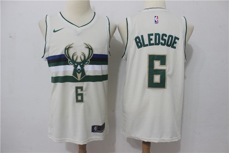 Men's Milwaukee Bucks #6 Eric Bledsoe Basketball City Edition Jersey Cream