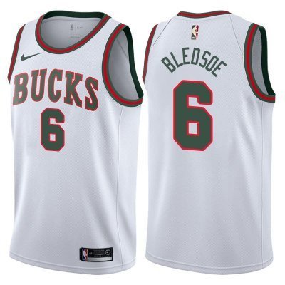 Men's Milwaukee Bucks #6 Eric Bledsoe Basketball Throwback Jersey White