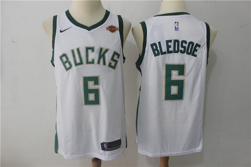 Men's Milwaukee Bucks #6 Eric Bledsoe Basketball Swingman Jersey White