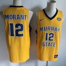 Men's Ja Morant #12 Murray State Racers Yellow Basketball Jersey Stitched