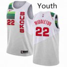 Youth Milwaukee Bucks #22 Khris Middleton Basketball Earned Edition Jersey White