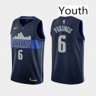 Youth Mavericks #6 Kristaps Porzingis Basketball Jersey Navy City Edition