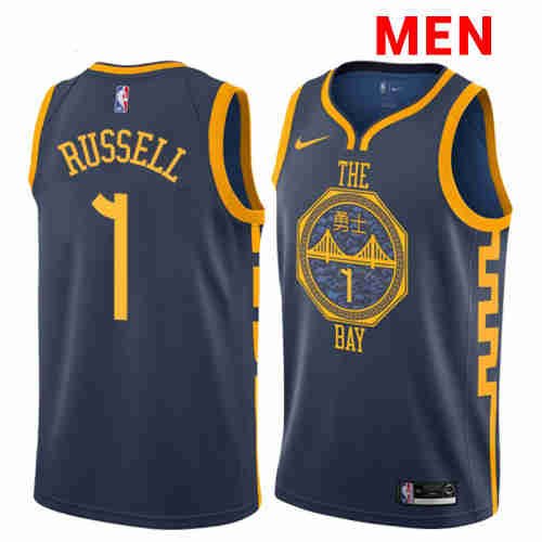 Men's Golden State Warriors #1 D'Angelo Russell Navy City Edition Jersey