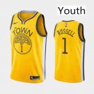 Youth Golden State Warriors #1 D'Angelo Russell Basketball Swingman Jersey Yellow