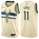 Men's Milwaukee Bucks #11 Brook Lopez Cream Basketball Jersey City Edition