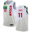 Men's Milwaukee Bucks #11 Brook Lopez White Swingman Jersey Earned Edition