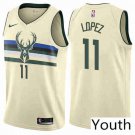 Youth Milwaukee Bucks #11 Brook Lopez Cream Basketball Jersey City Edition