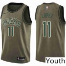 Youth Milwaukee Bucks #11 Brook Lopez Salute to Service Basketball Jersey Green