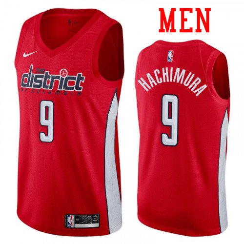 Men's Washington Wizards #9 Rui Hachimura Basketball Jersey Red Earned Edition