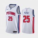 Men's Detroit Pistons #25 Derrick Rose Basketball Stitched Jersey White