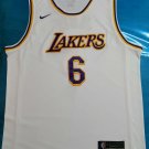 Men's Los Angeles Lakers #6 Lebron Jame White Basketball Stitched Jersey