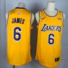 Men's Los Angeles Lakers #6 Lebron Jame Yellow Basketball Stitched Jersey
