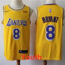 Youth Los Angeles Lakers #8 Kobe Bryant Yellow Basketball Stitched Jersey