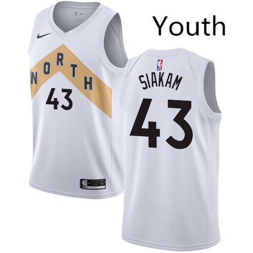 Youth Toronto Raptors #43 Pascal Siakam Basketball Jersey White City Edition