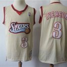 Men's Philadelphia 76ers 3# Allen Iverson Basketball Throwback Jersey Cream