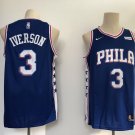 Men's Philadelphia 76ers 3# Allen Iverson Basketball Swingmen Jersey Blue