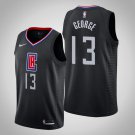 Men's Los Angeles Clippers #13 Paul George Black Statement Stitched Jersey