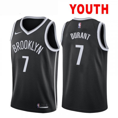 Youth Brooklyn Nets #7 Kevin Durant Swingman Basketball Stitched Jersey Black