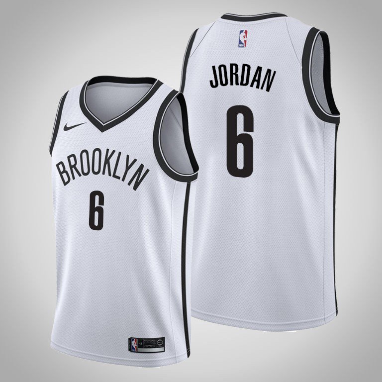 Men's Brooklyn Nets #6 DeAndre Jordan White Swingman Stitched Jersey Association
