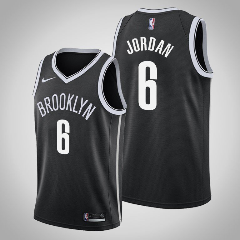 Men's Brooklyn Nets #6 DeAndre Jordan Black Swingman Stitched Jersey Icon
