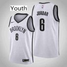Youth Brooklyn Nets #6 DeAndre Jordan White Swingman Stitched Jersey Association