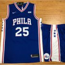Men's Philadelphia 76ers #25 Ben Simmons Blue Basketball Jersey and Shorts