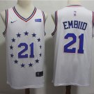 Men's Philadelphia 76ers #21 Joel Embiid Earned Edition Jersey White