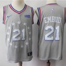 Men's Philadelphia 76ers #21 Joel Embiid Basketball Jersey City Edition Gray