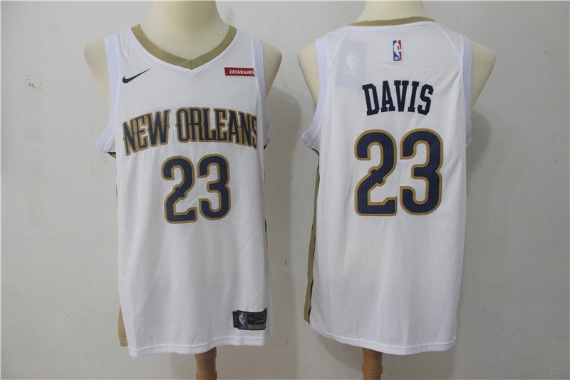 Men's New Orleans Pelicans #23 Anthony Davis Basketball Swingmen Jersey White