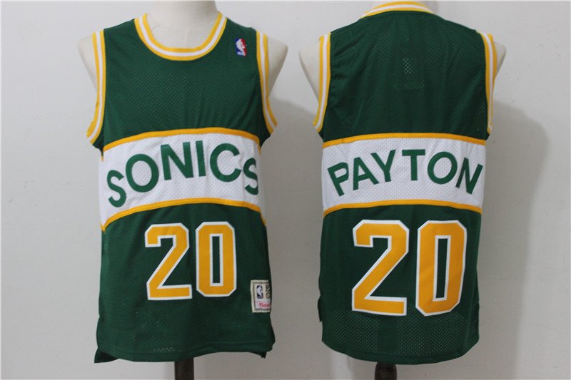Men's Seattle Sonics #20 Gary Payton Throwback Basketball Stitched Jersey Green
