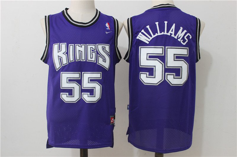 Men's Kings #55 Jason Williams Throwback Basketball Stitched Jersey Purple