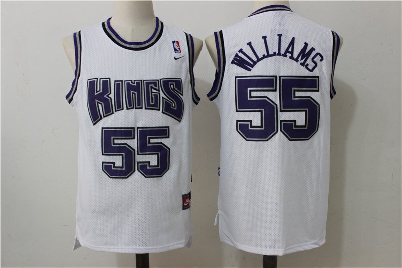 Men's Kings #55 Jason Williams Throwback Basketball Stitched Jersey White