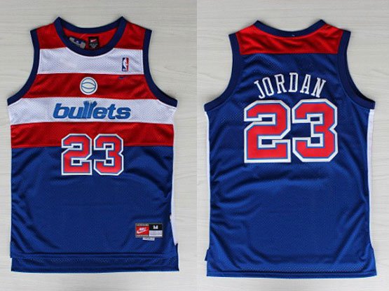 Men's Bullets #23 Michael Jordan Throwback Basketball Jersey Blue