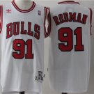 Men's Chicago Bulls #91 Dennis Rodman White Throwback Basketball Jersey