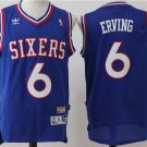 Men's Sixers #6 Julius Erving Blue Throwback Basketball Jersey Stitched