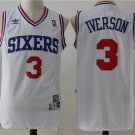 Men's Sixers #3 Allen Iverson Throwback Basketball Jersey White Stitched