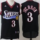 Men's Sixers #3 Allen Iverson Black Throwback Basketball Jersey Stitched