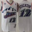 Men's Utah Jazz #12 John Stockton Throwback Basketball Jersey White Stitched