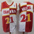 Men's Atlanta Hawks #21 Dominique Wilkins Red-White Split Spliced Jersey