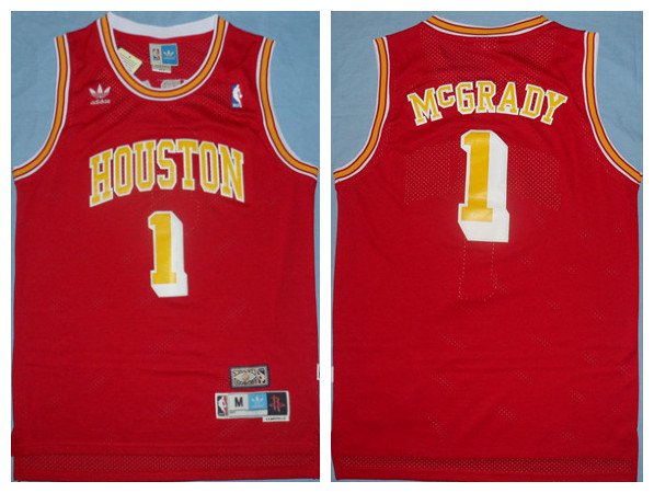 1 TRACY McGRADY Houston Rockets NBA SG/SF Red Throwback Jersey