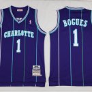 Men's Tyrone Muggsy Bogues #1 Charlotte Hornets Purple Throwback Jersey