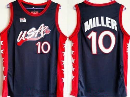 Men's Reggie Miller #10 Throwback 1996 Team USA Basketball Jersey Nvay Stitched