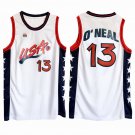 Men's Shaquille O'Neal #13 Throwback 1996 Team USA Basketball Jersey White Stitched