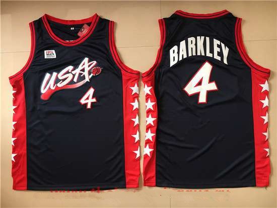 Men's Charles Barkley #4 Throwback 1996 Team USA Basketball Jersey Nvay Stitched