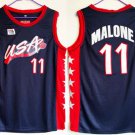 Men's Karl Malone #11 Throwback 1996 Team USA Basketball Jersey Nvay Stitched