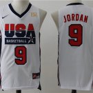 Men's Team USA #9 Michael Jordan Throwback Basketball Jersey White Stitched