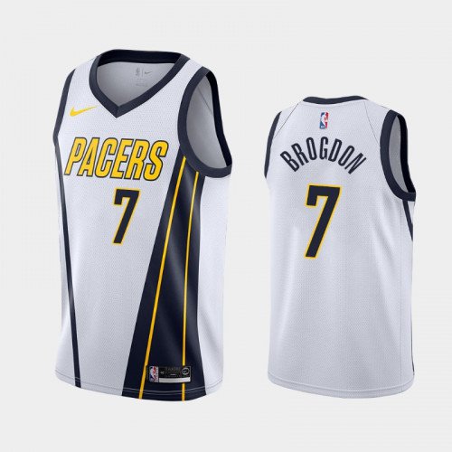 Men's Indiana Pacers #7 Malcolm Brogdon White Earned Basketball Jersey Stitched