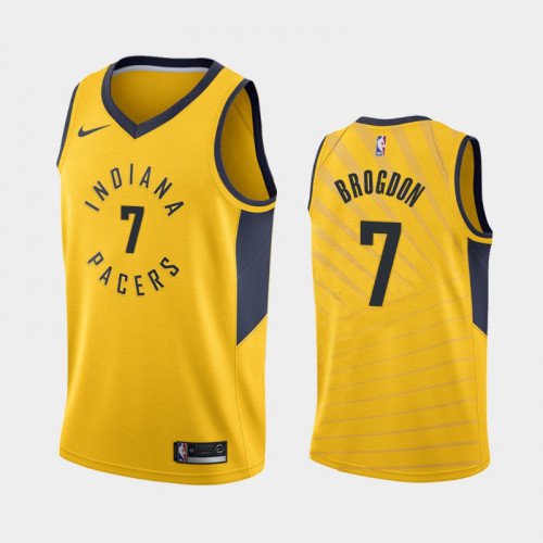 Men's Indiana Pacers #7 Malcolm Brogdon Gold Statement Basketball Jersey Stitched