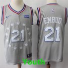 Youth Philadelphia 76ers #21 Joel Embiid Basketball Jersey City Edition Gray